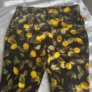 Zara Black and Yellow Lemon Print pants